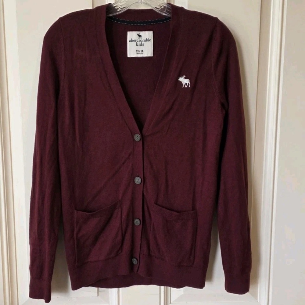 Abercrombie Burgundy Cardigan Sweater Fits small